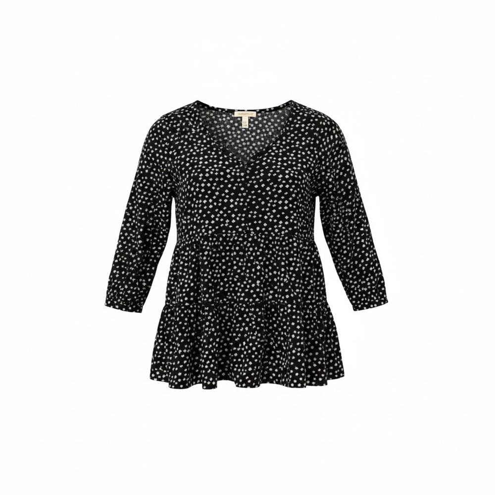 Maeve Black and White Patterned Blouse